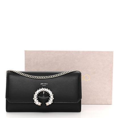 Jimmy Choo Smooth Calfskin Crystal Embellished Chain Wallet Black 10 of 10