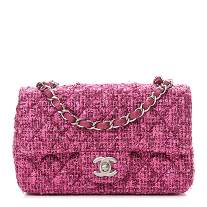 Chanel Metallic Tweed Quilted Mini Rectangular Flap Pink 1 of 11