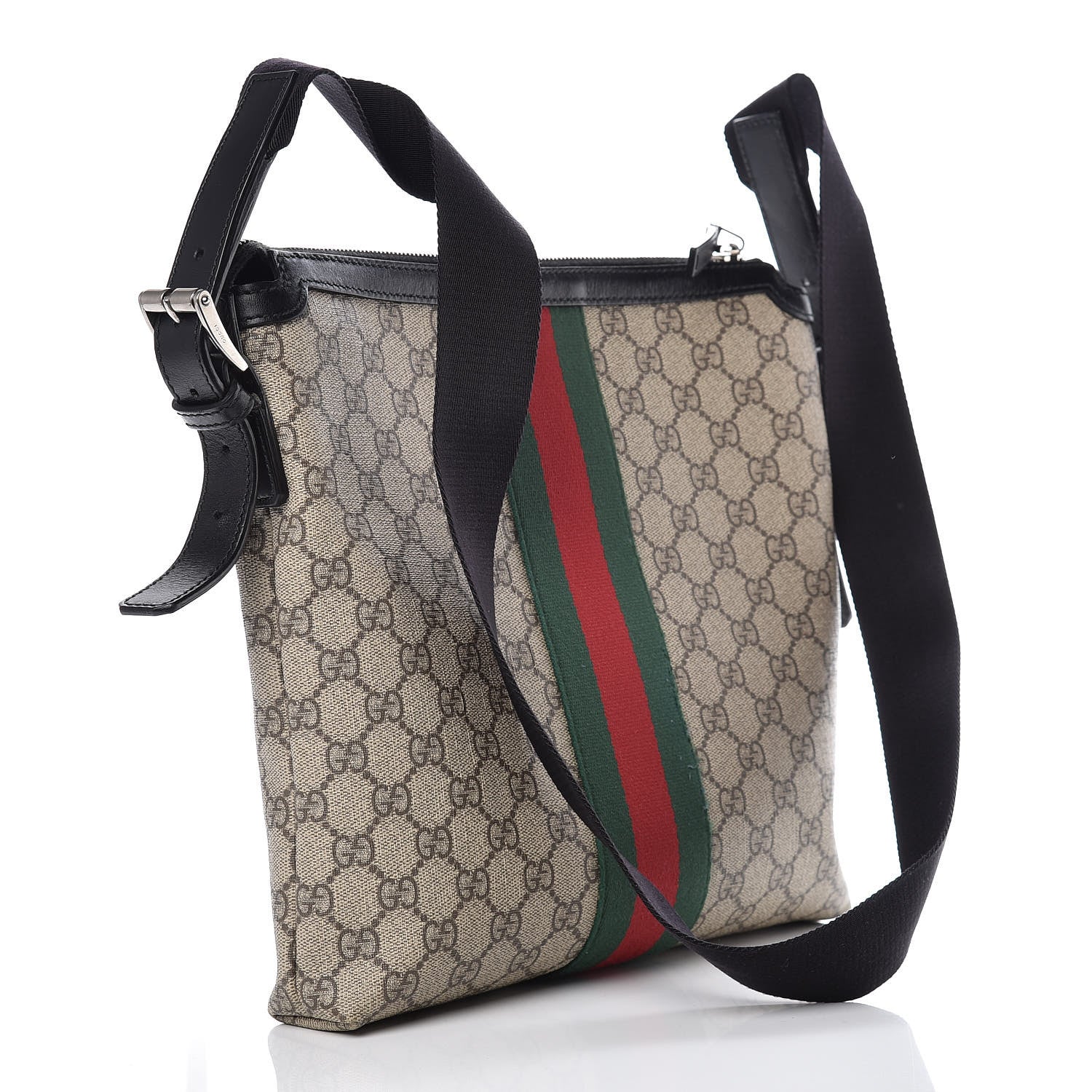 Gucci GG Supreme Monogram Web Messenger Bag Black 3 of 11