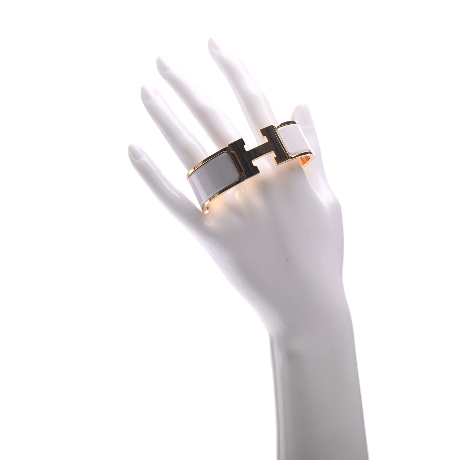 Hermes Enamel Wide Clic Clac H Bracelet GM White 2 of 6