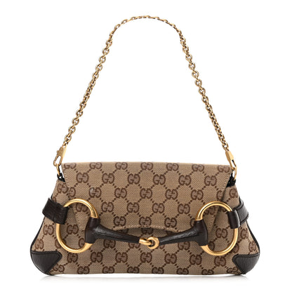 Gucci Monogram Horsebit Clutch Dark Brown 1 of 14