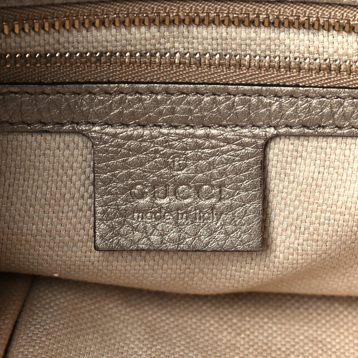Metallic Pebbled Calfskin Medium Soho Chain Shoulder Bag Golden Beige