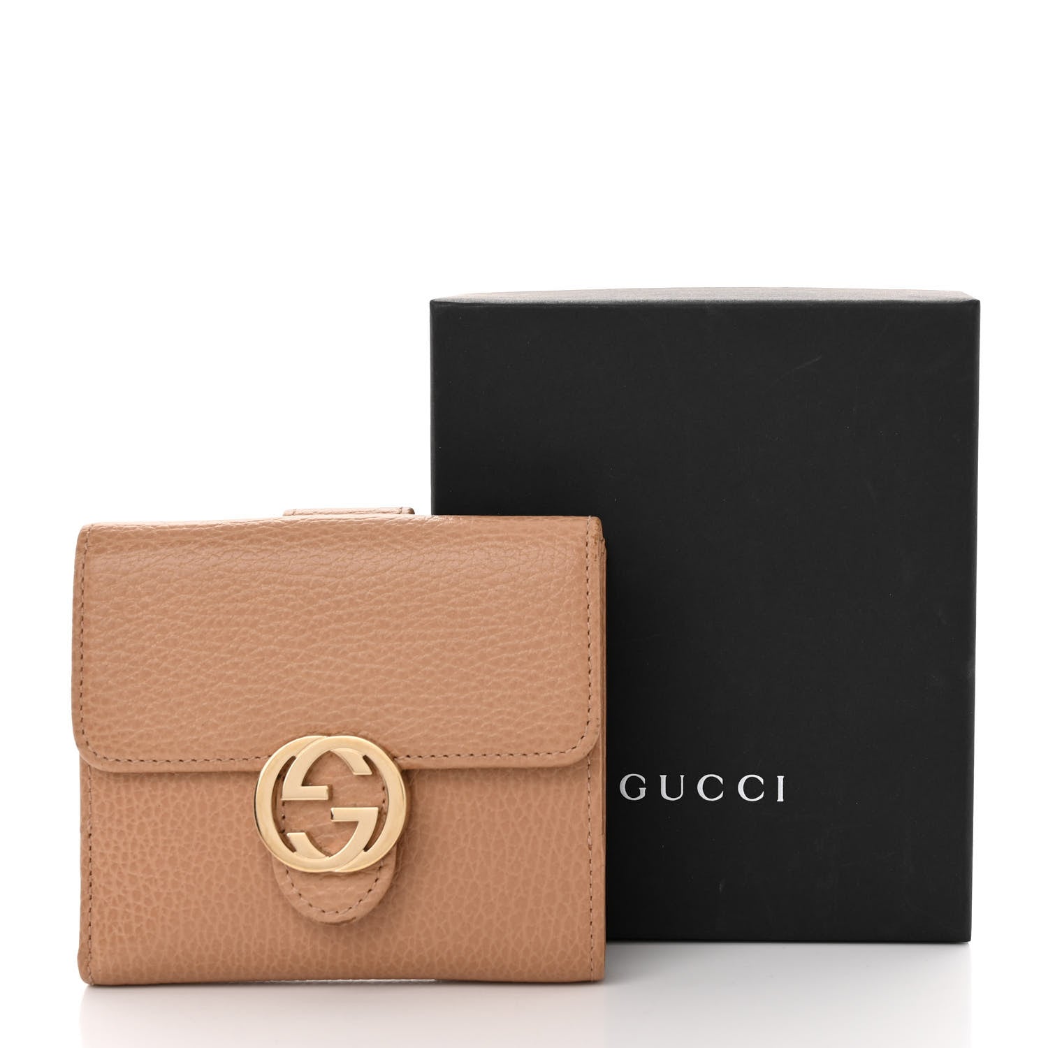 Gucci Dollar Calfskin Interlocking G French Wallet Camelia 11 of 11
