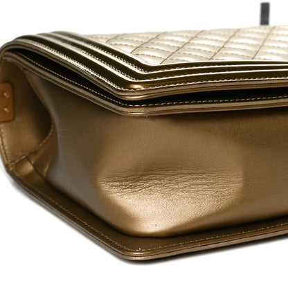 Chanel Metallic Patent Calfskin Quilted New Medium Boy Flap Gold 10 of 15