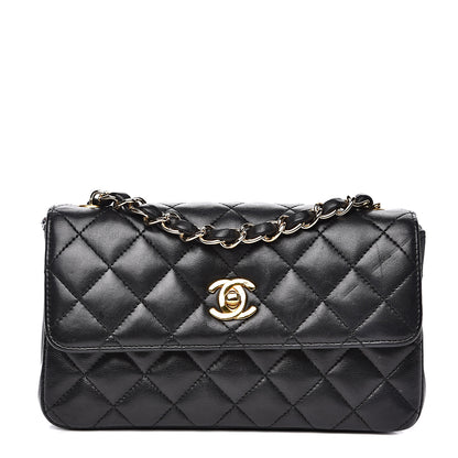 Chanel Lambskin Quilted Mini Rectangular Flap Bag Black 1 of 18