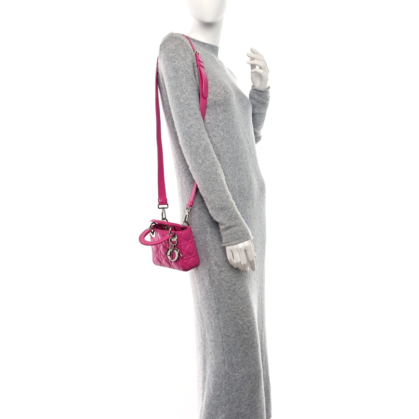 Lambskin Cannage Micro Lady Dior Pink