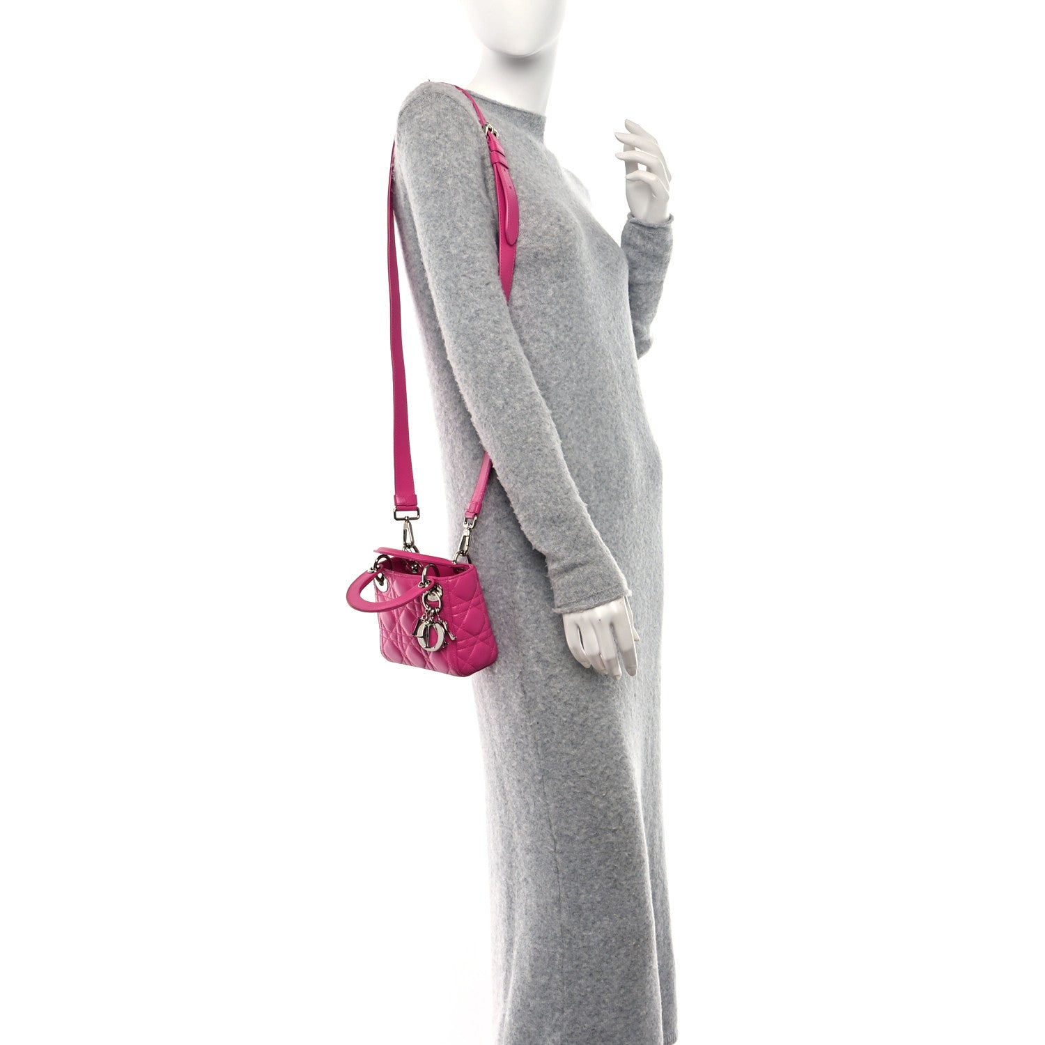 Christian Dior Lambskin Cannage Micro Lady Dior Pink 2 of 10