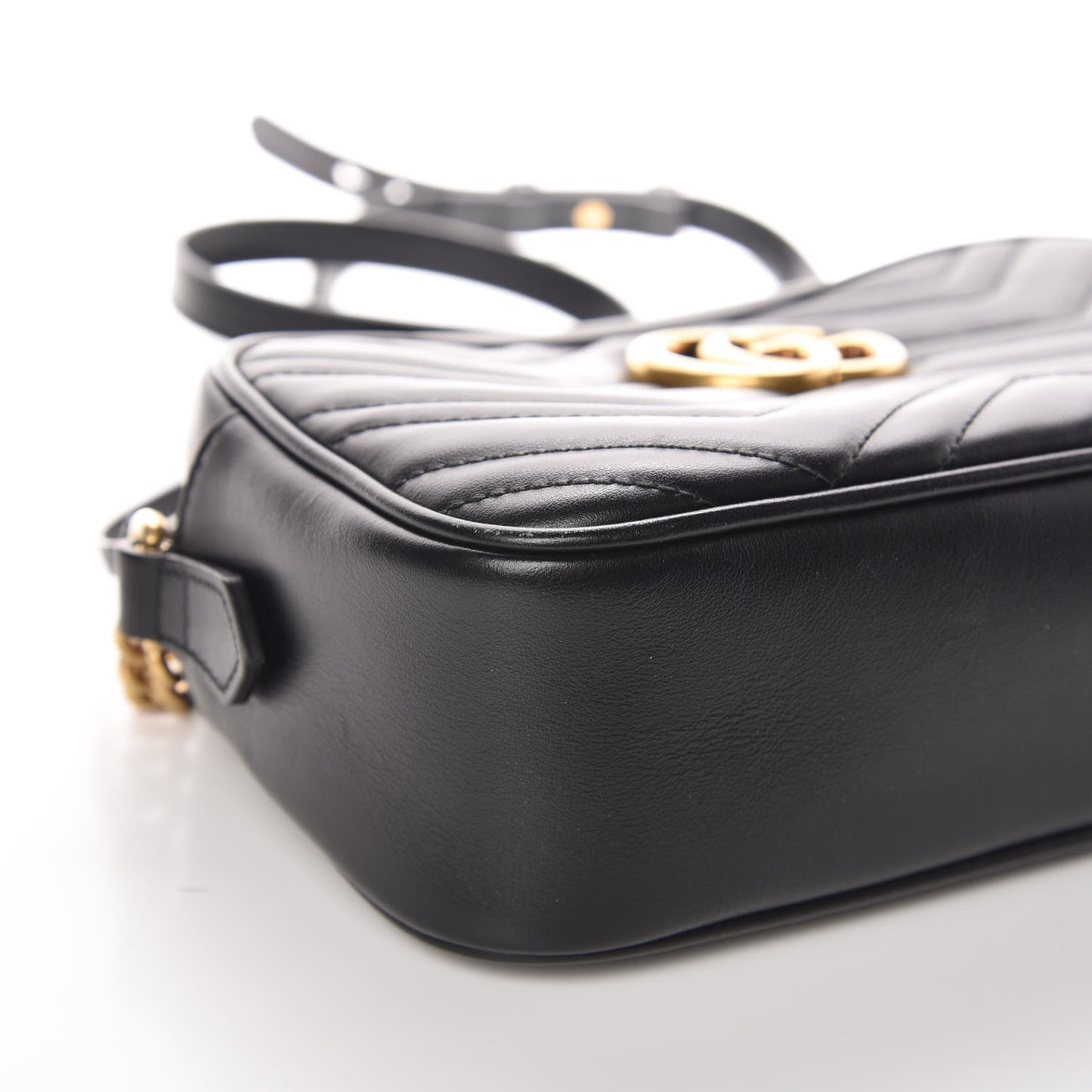 Calfskin Matelasse Small GG Marmont Chain Shoulder Bag Black