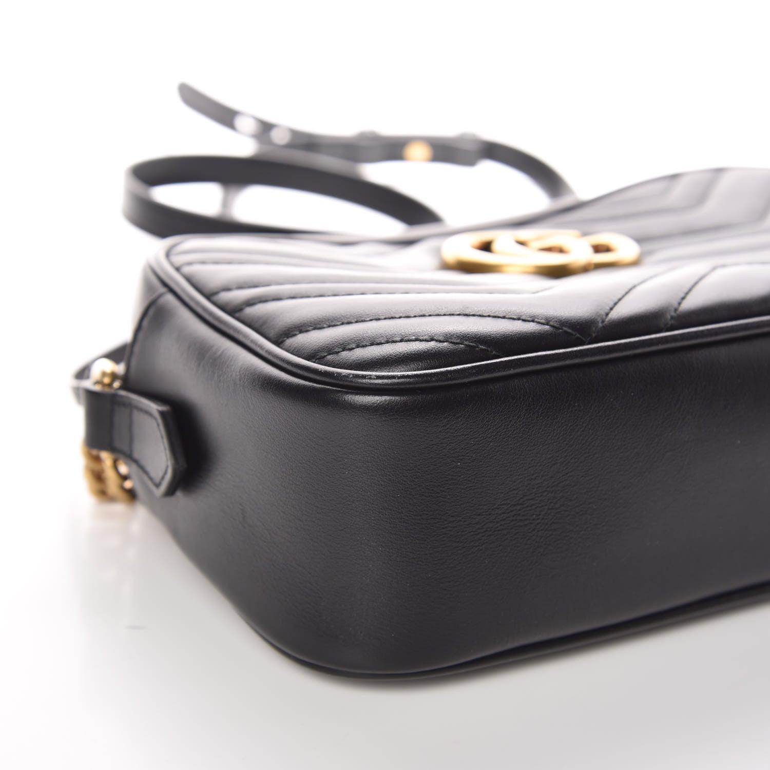 Gucci Calfskin Matelasse Small GG Marmont Chain Shoulder Bag Black 8 of 9
