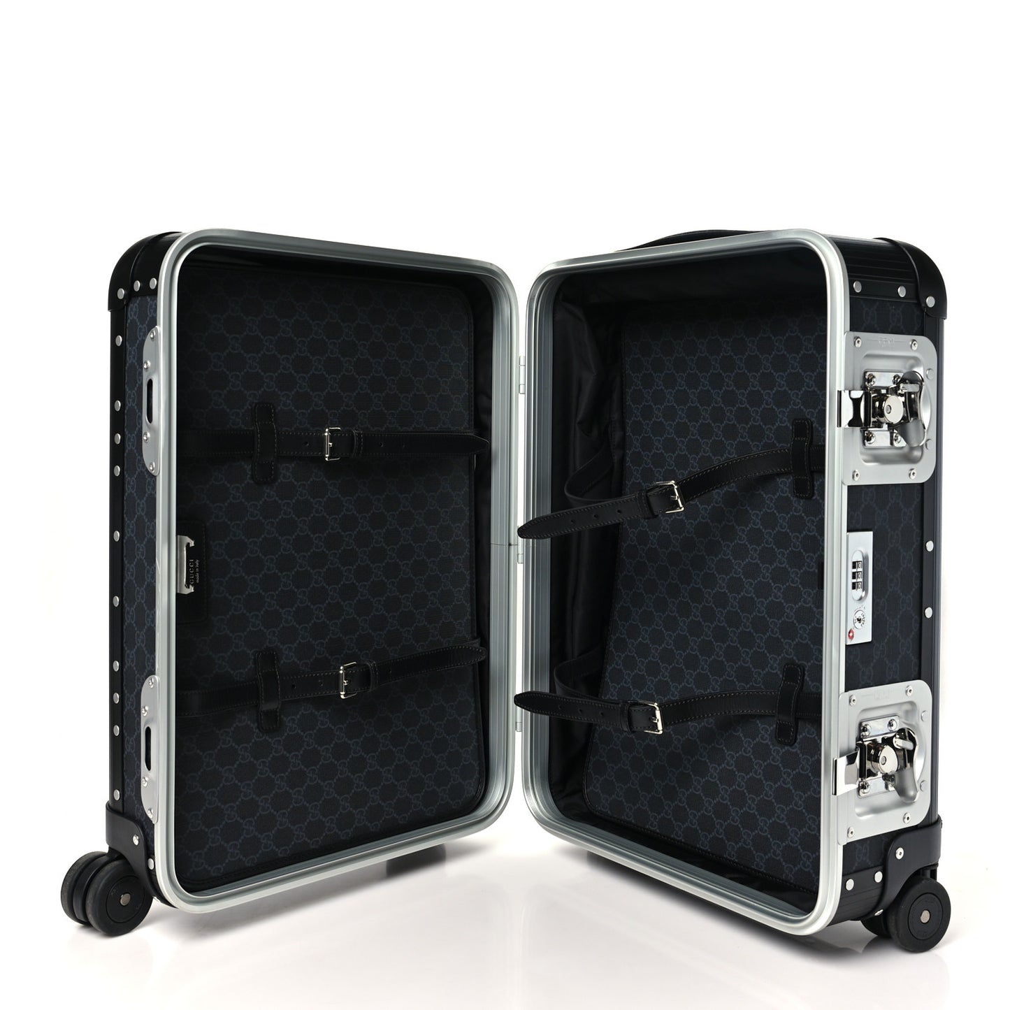 Aluminum GG Supreme Monogram Porter Cabin Plus Trolley Black
