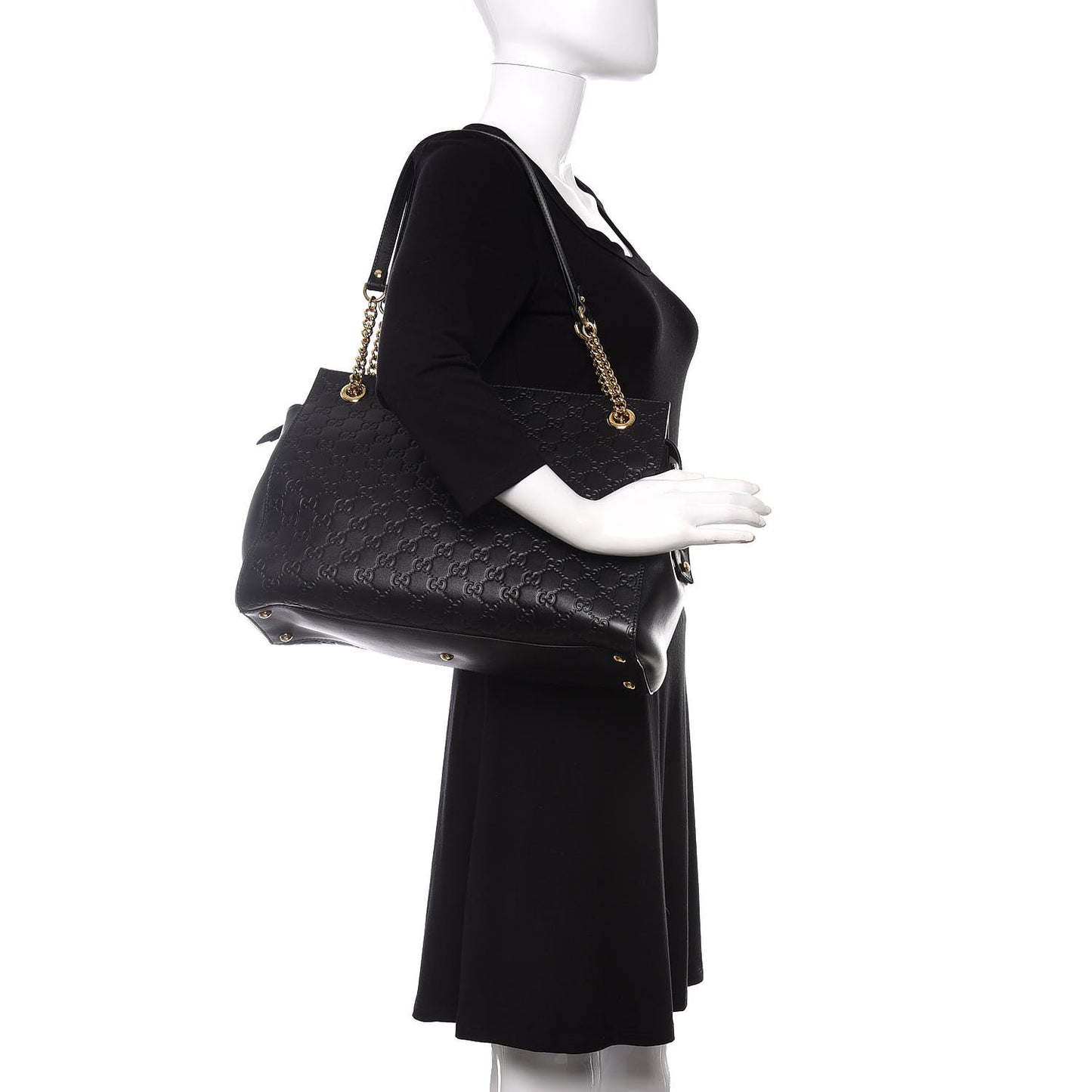 Guccissima Signature Large Shoulder Tote Bag Black
