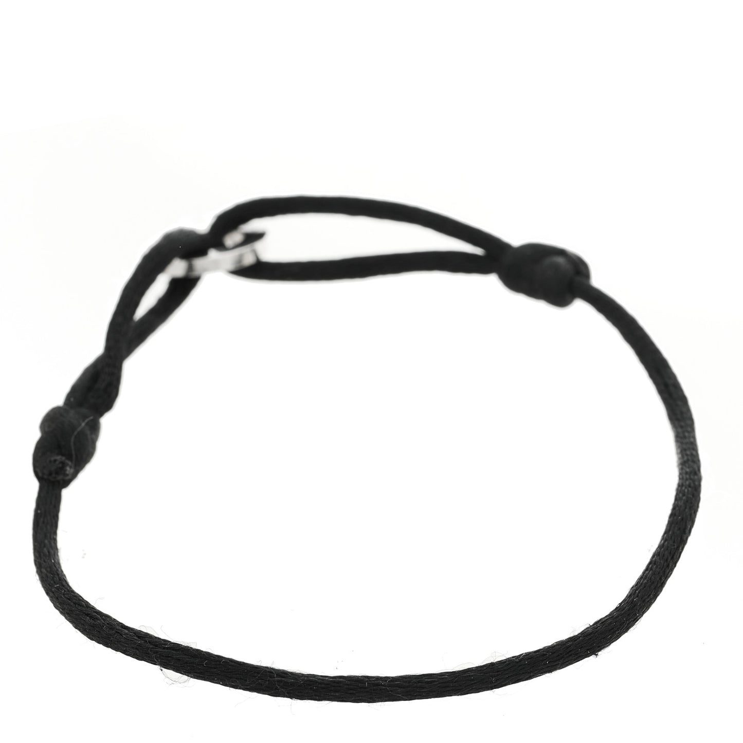 18K White Gold Diamond LOVE Adjustable Cord Bracelet Black