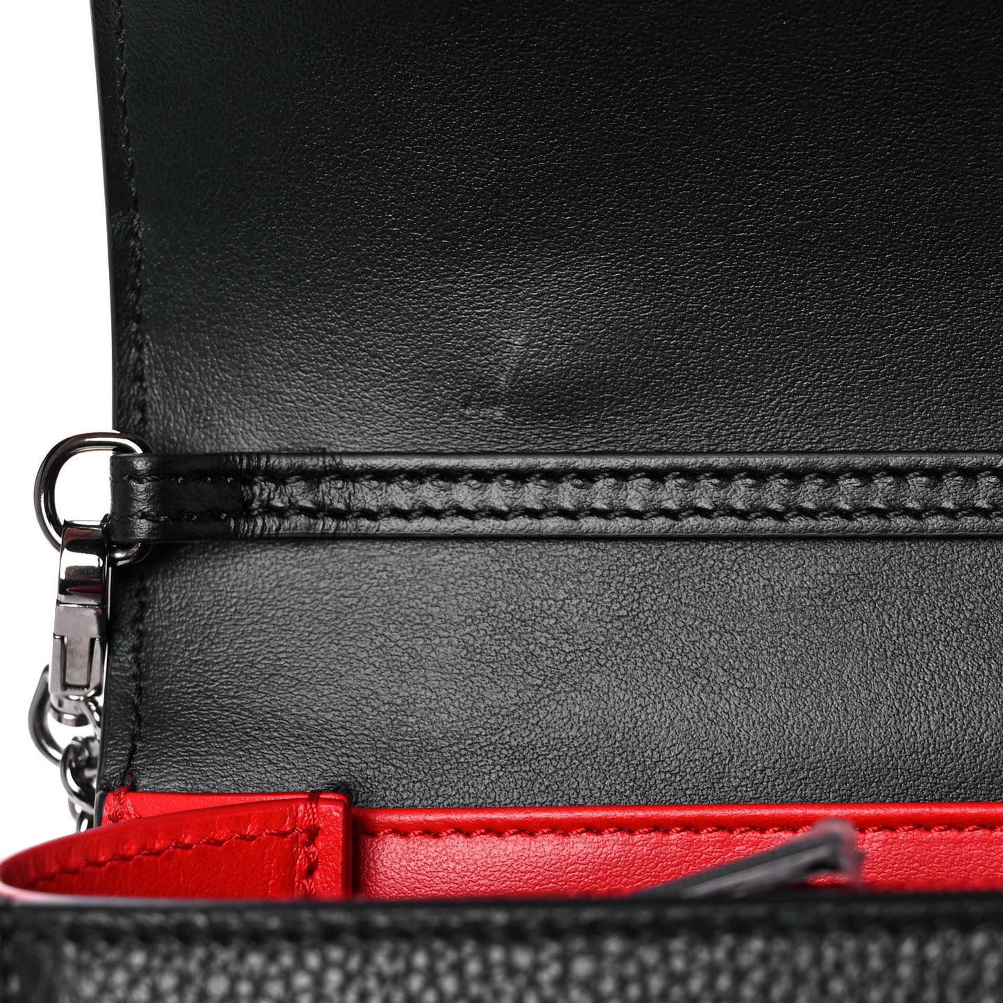 Calfskin Spikes Loubinthesky Paloma Clutch Black