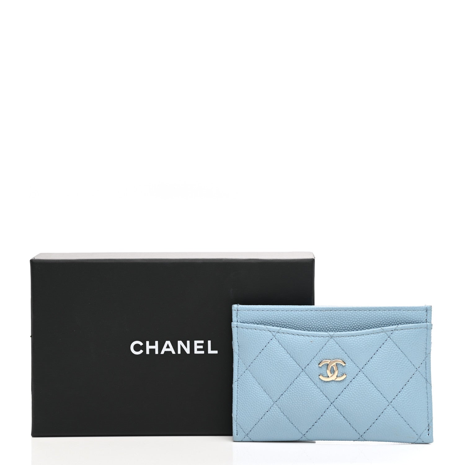 Chanel Caviar Quilted Card Holder Light Blue 9 of 9