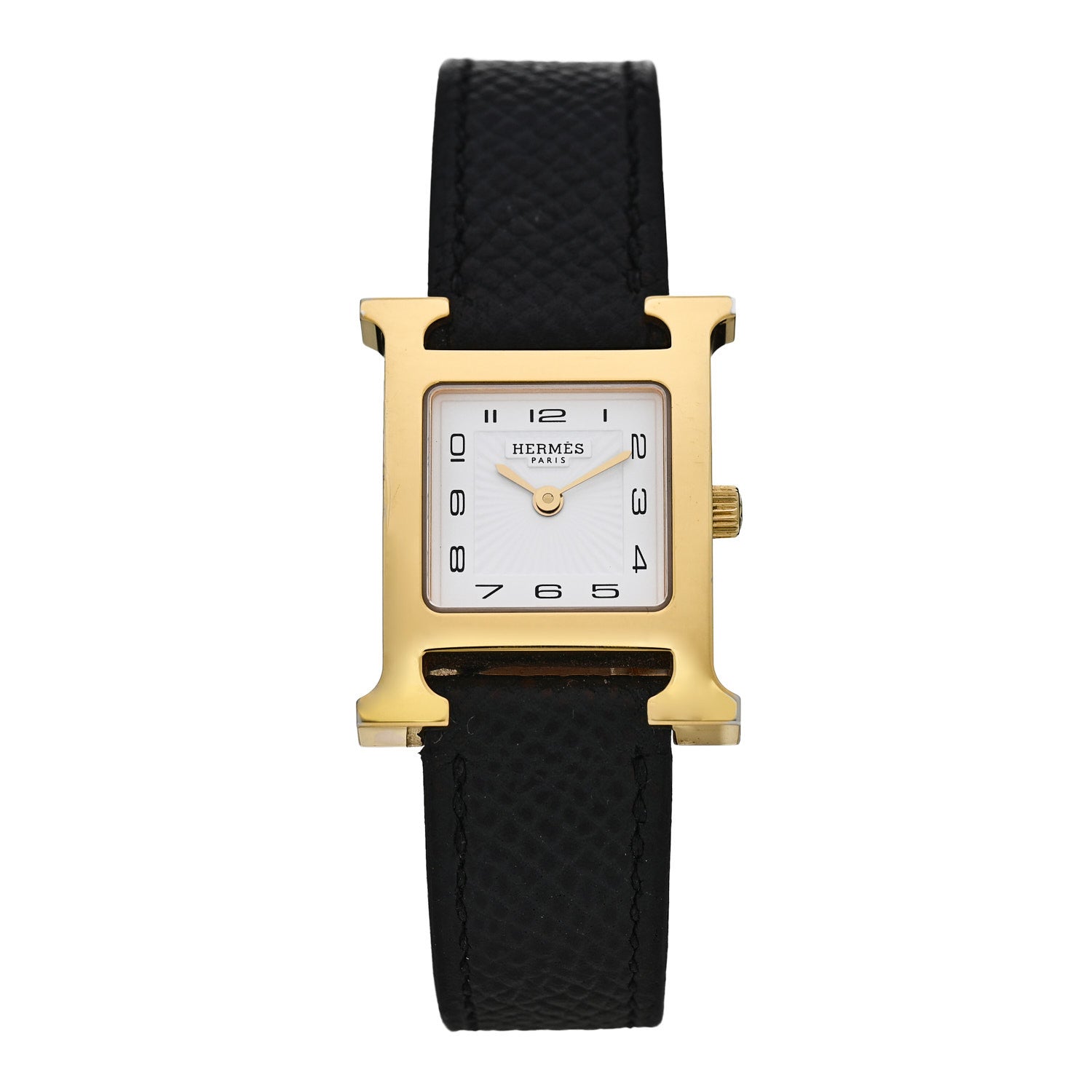 Hermes Stainless Steel Epsom 21mm Heure H Hour Quartz Watch Noir 1 of 5
