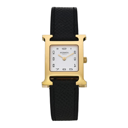 Hermes Stainless Steel Epsom 21mm Heure H Hour Quartz Watch Noir 1 of 5