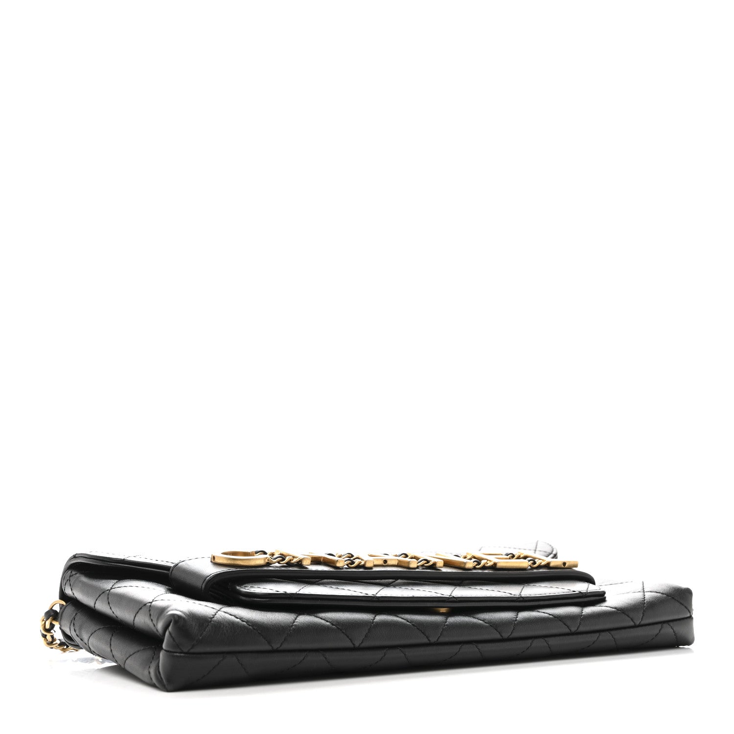 Chanel Calfskin Quilted Enchained Clutch Black 4 of 13