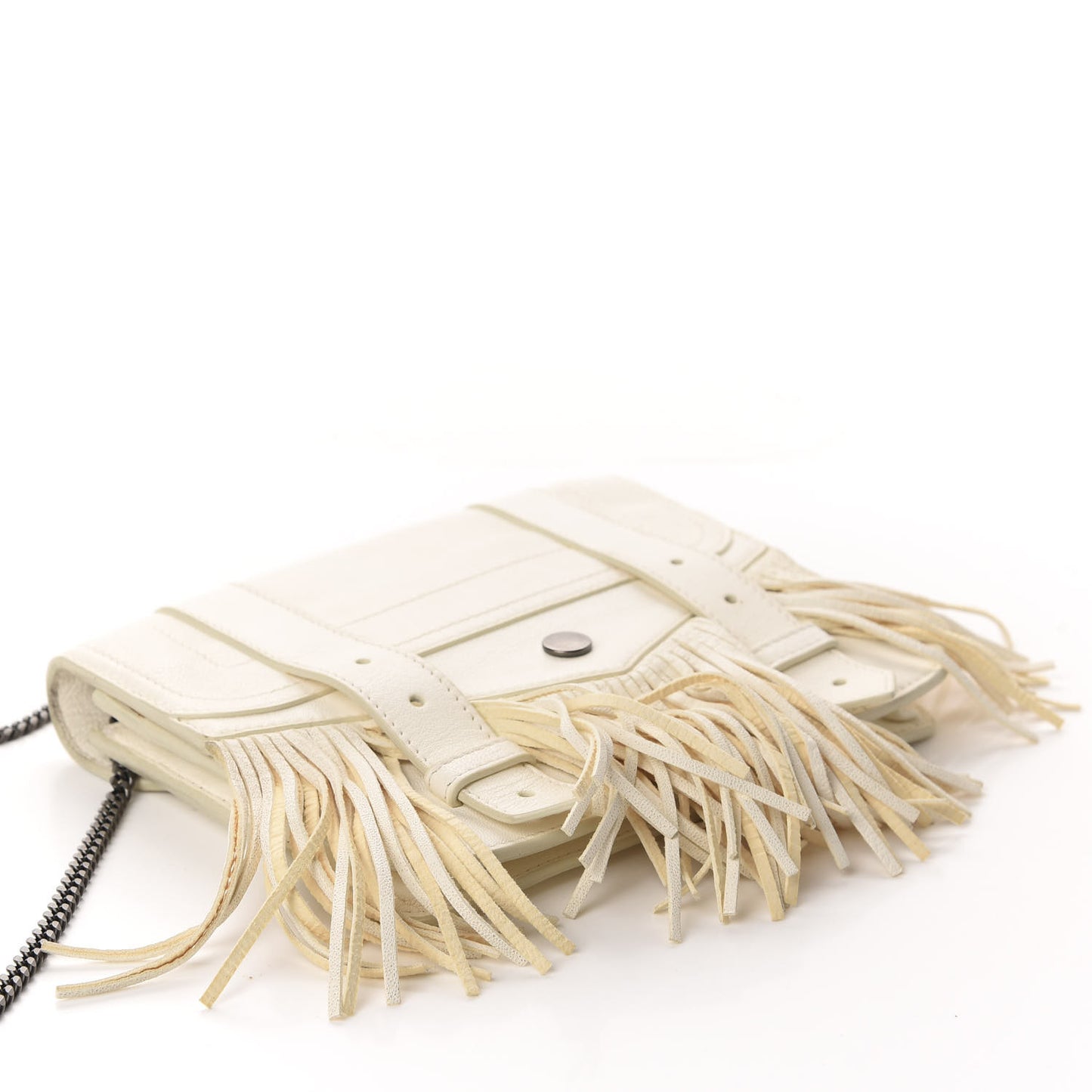 Lambskin Fringe PS1 Chain Wallet White