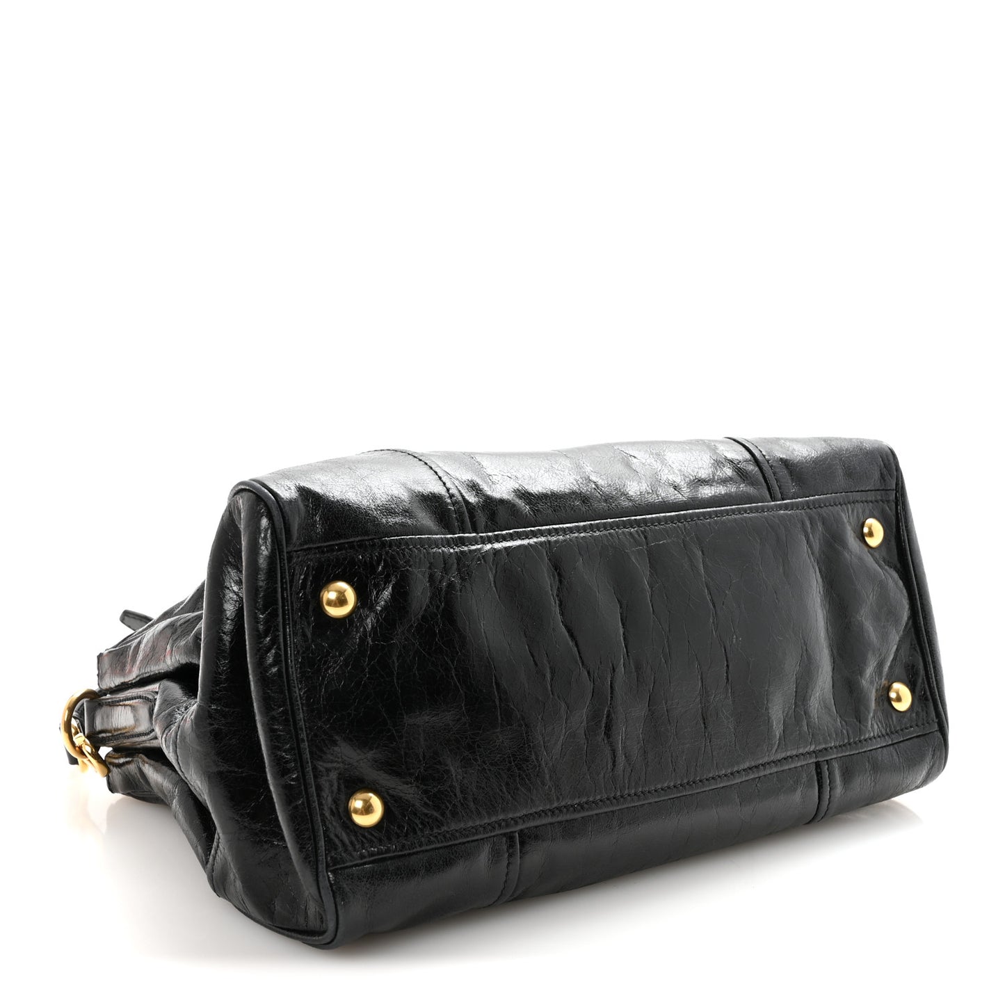 Vitello Shine Top Handle Satchel Black