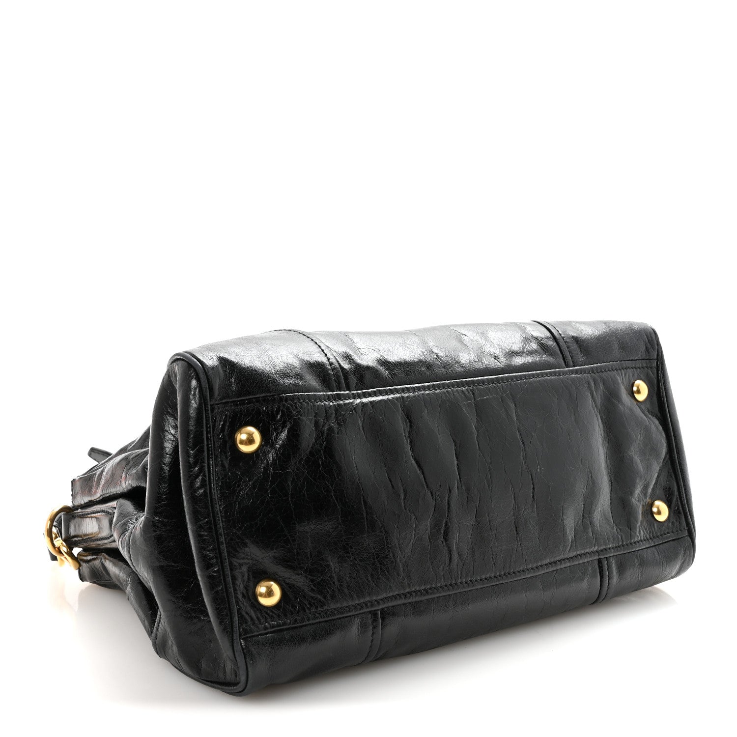 Miu Miu Vitello Shine Top Handle Satchel Black 4 of 9