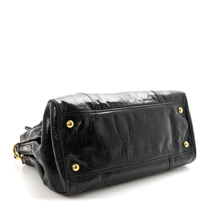 Miu Miu Vitello Shine Top Handle Satchel Black 4 of 9