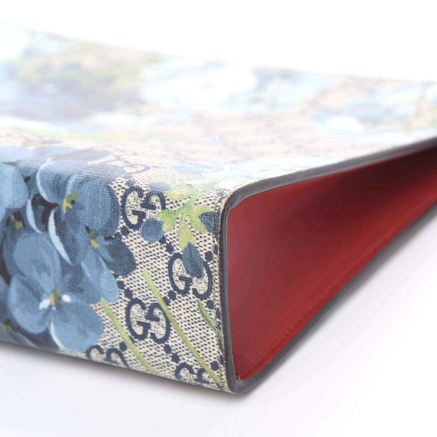 Gucci GG Supreme Monogram Blooms Large Cosmetic Case Beige Blue Navy Hibiscus Red 9 of 12
