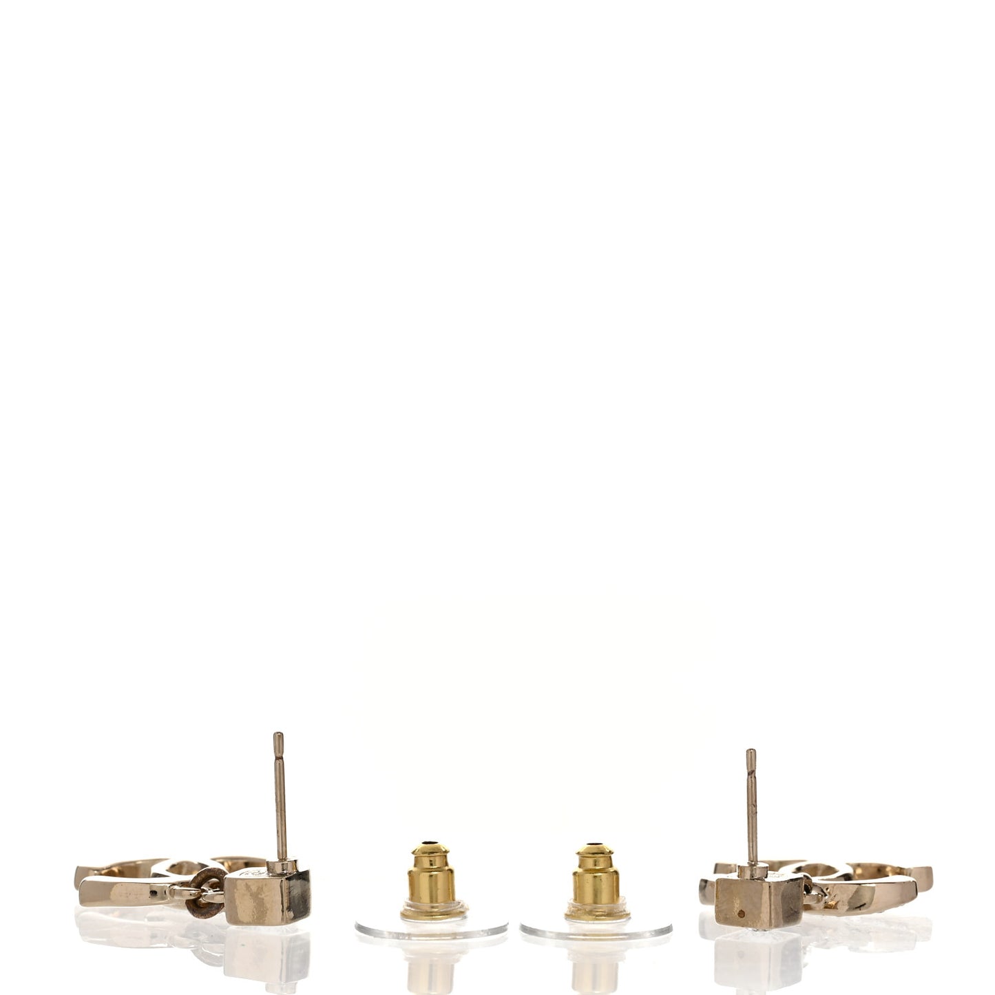 Crystal Irregular CC Square Drop Earrings Gold