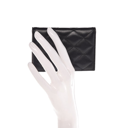 Chanel Lambskin Quilted Card Holder Wallet Black 2 of 8