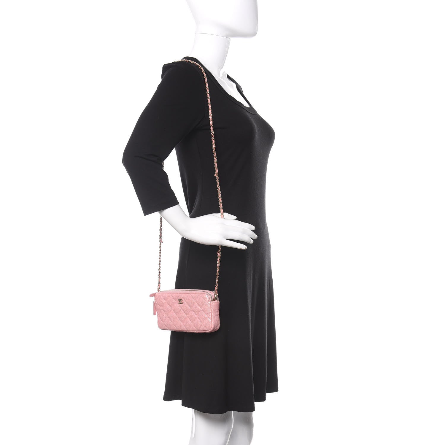 Chanel Iridescent Caviar Quilted Small Clutch With Chain Pink 2 of 13
