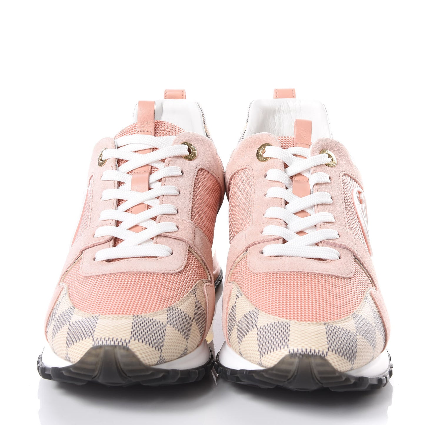 Suede Damier Azur Run Away Sneakers 38.5 Pink