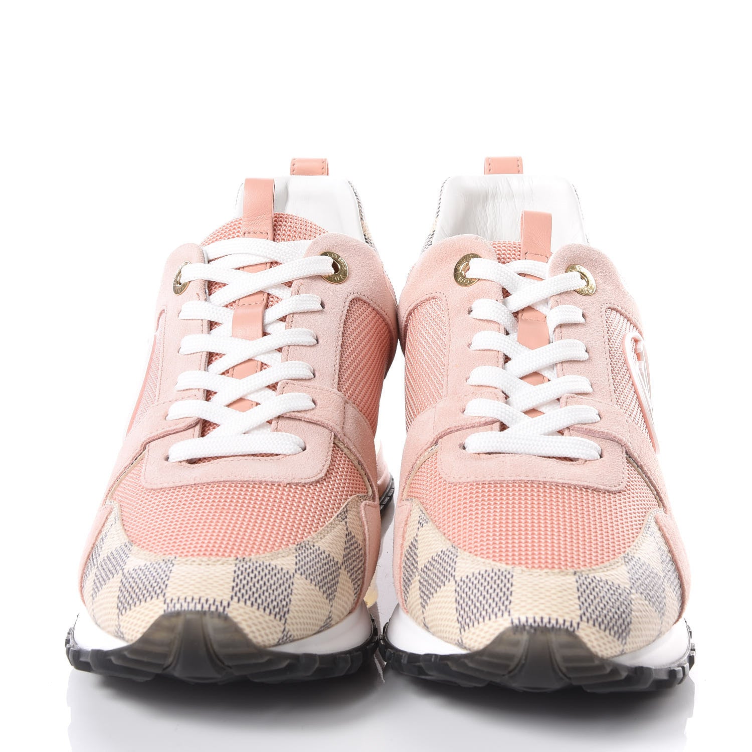 Louis Vuitton Suede Damier Azur Run Away Sneakers 38.5 Pink 3 of 8