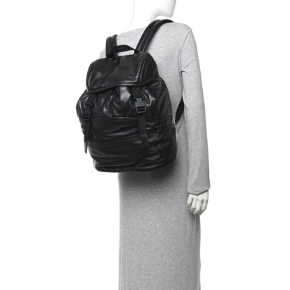 Saint Laurent Lambskin Logo Debossed Backpack Black 2 of 10