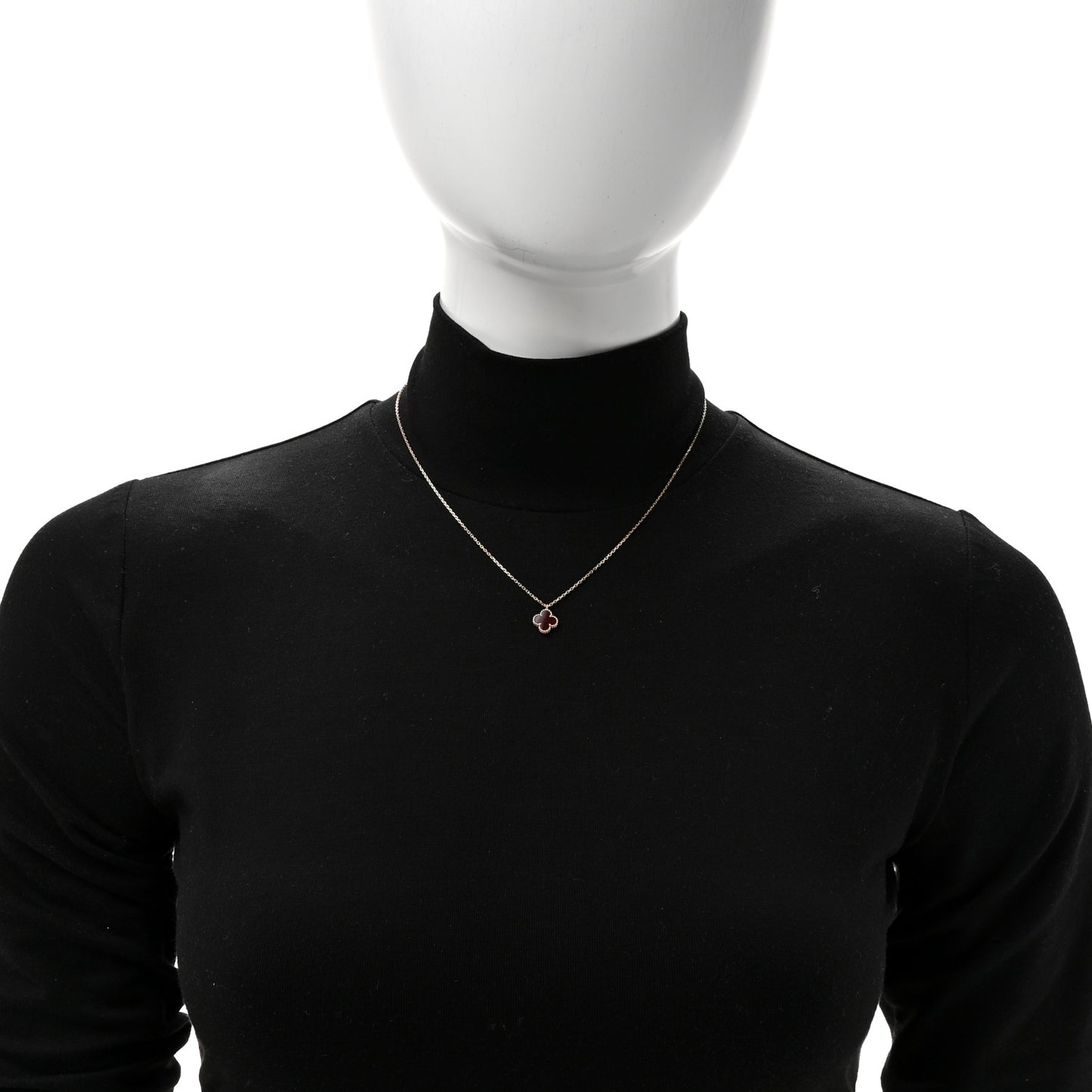 18K Rose Gold Carnelian Sweet Alhambra Pendant Necklace