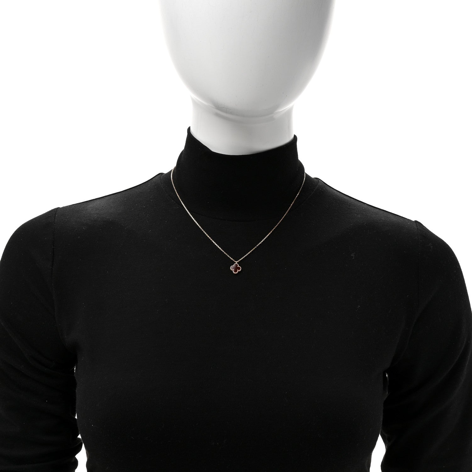 Van Cleef & Arpels 18K Rose Gold Carnelian Sweet Alhambra Pendant Necklace 2 of 7