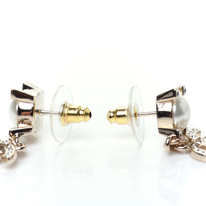 Chanel Crystal Pearl CC Drop Earrings Gold 3 of 5