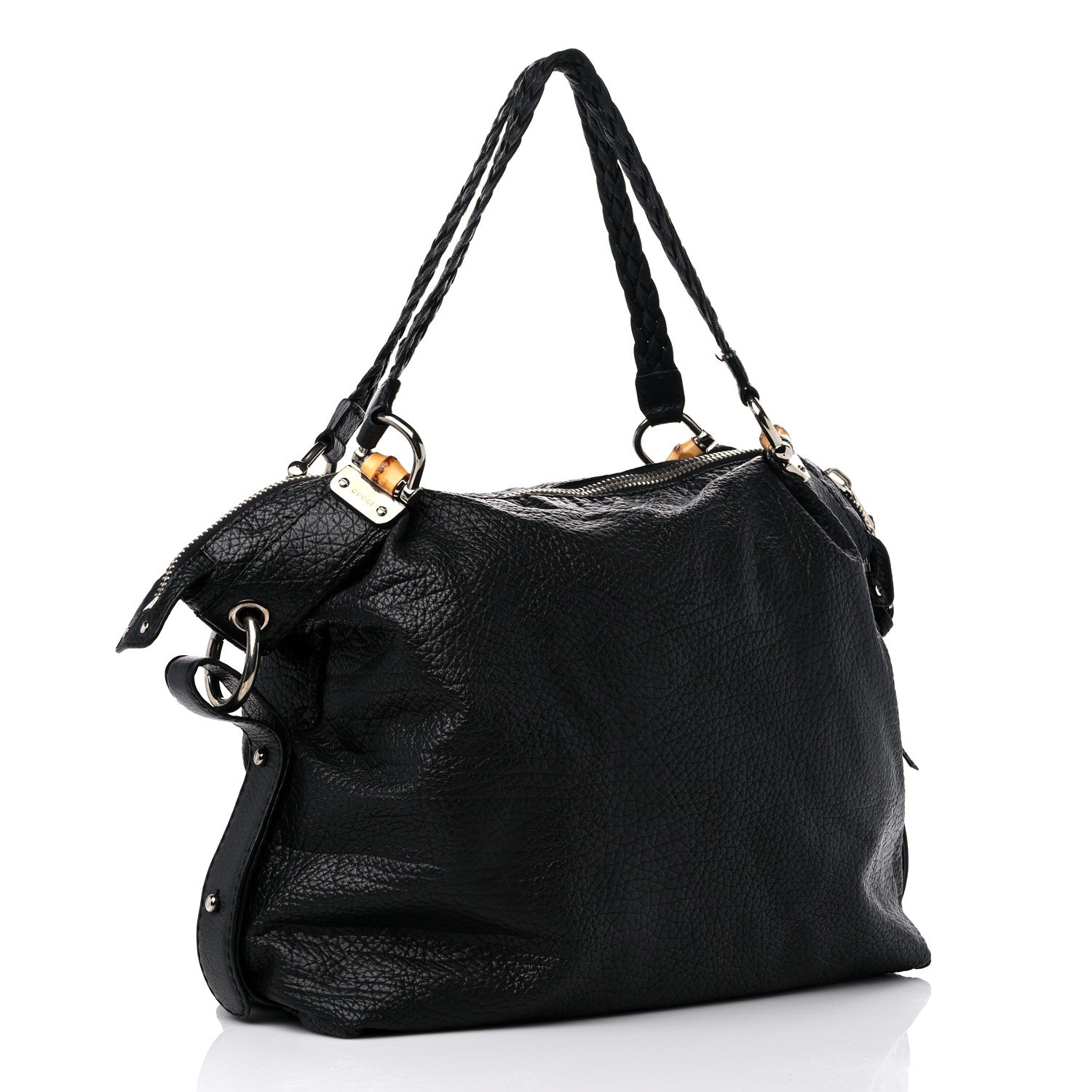 Gucci Calfskin Large Bamboo Bar Shoulder Bag Black 3 of 14