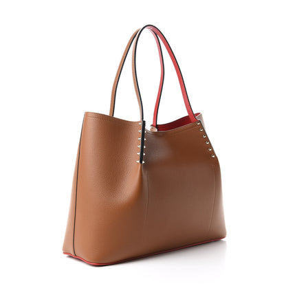 Christian Louboutin Calfskin Large Cabarock Spikes Tote Brown 3 of 9