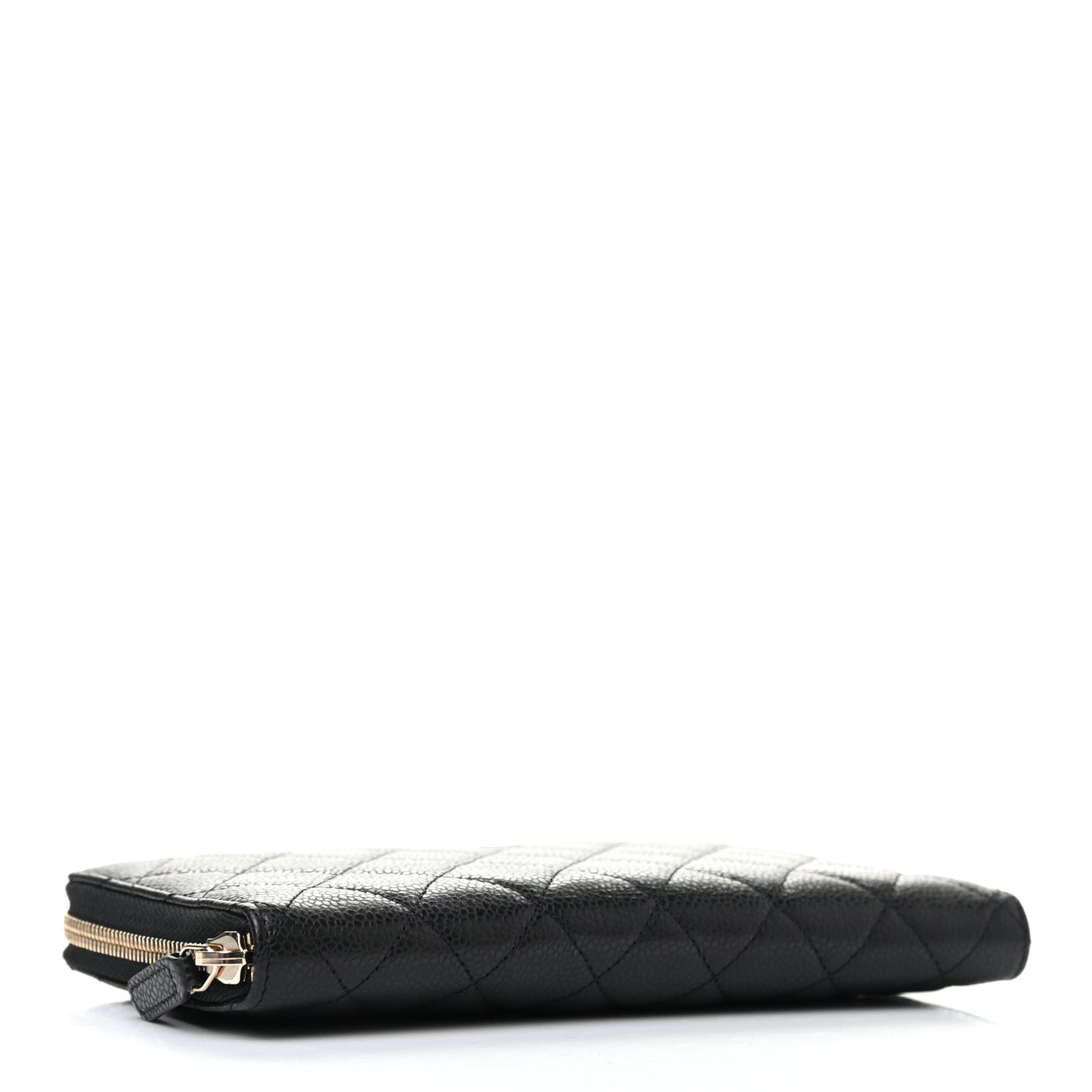 Caviar Quilted Large Gusset Zip Around Wallet Black