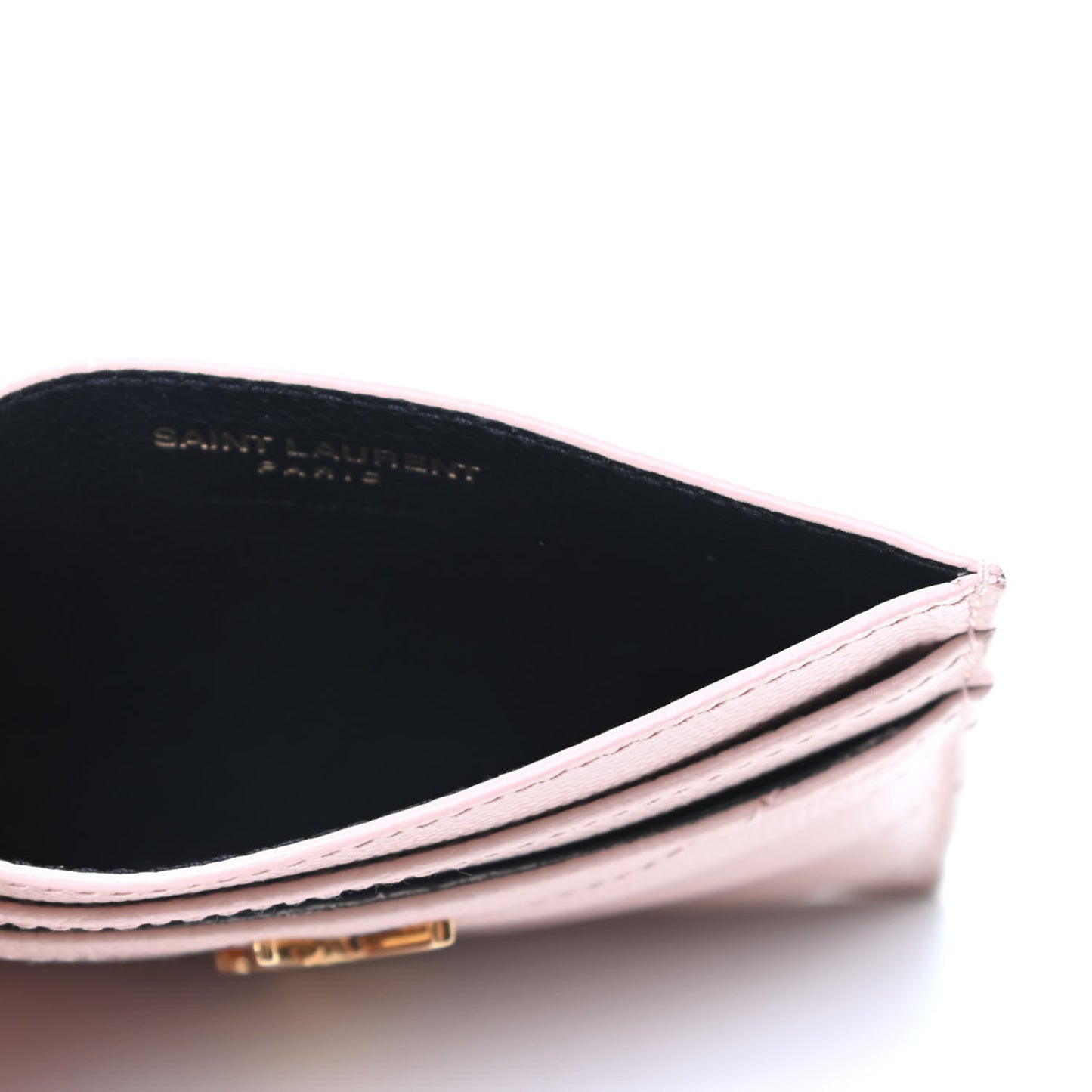 Grain De Poudre Matelasse Chevron Monogram Credit Card Case Pale Blush