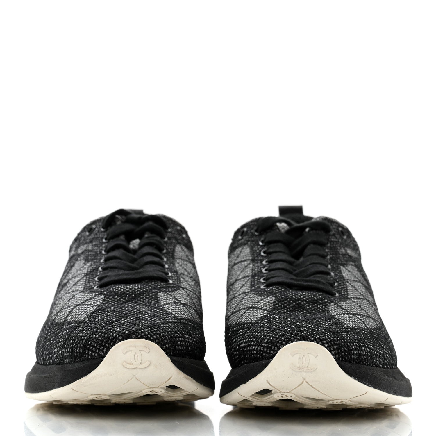 Chanel Mesh Embroidered CC Sneakers 38 Black 2 of 10