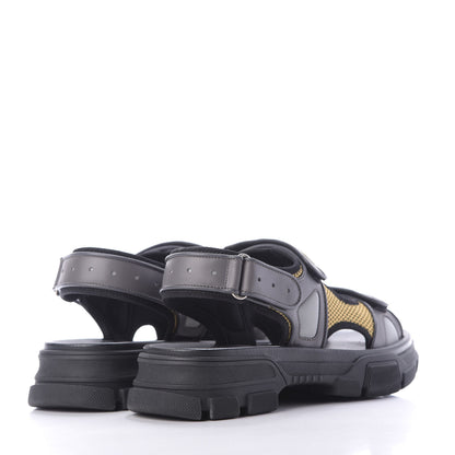 Gucci X SEGA Nappa Mesh Mens Aguru Sandals 9 Loess Black 4 of 10