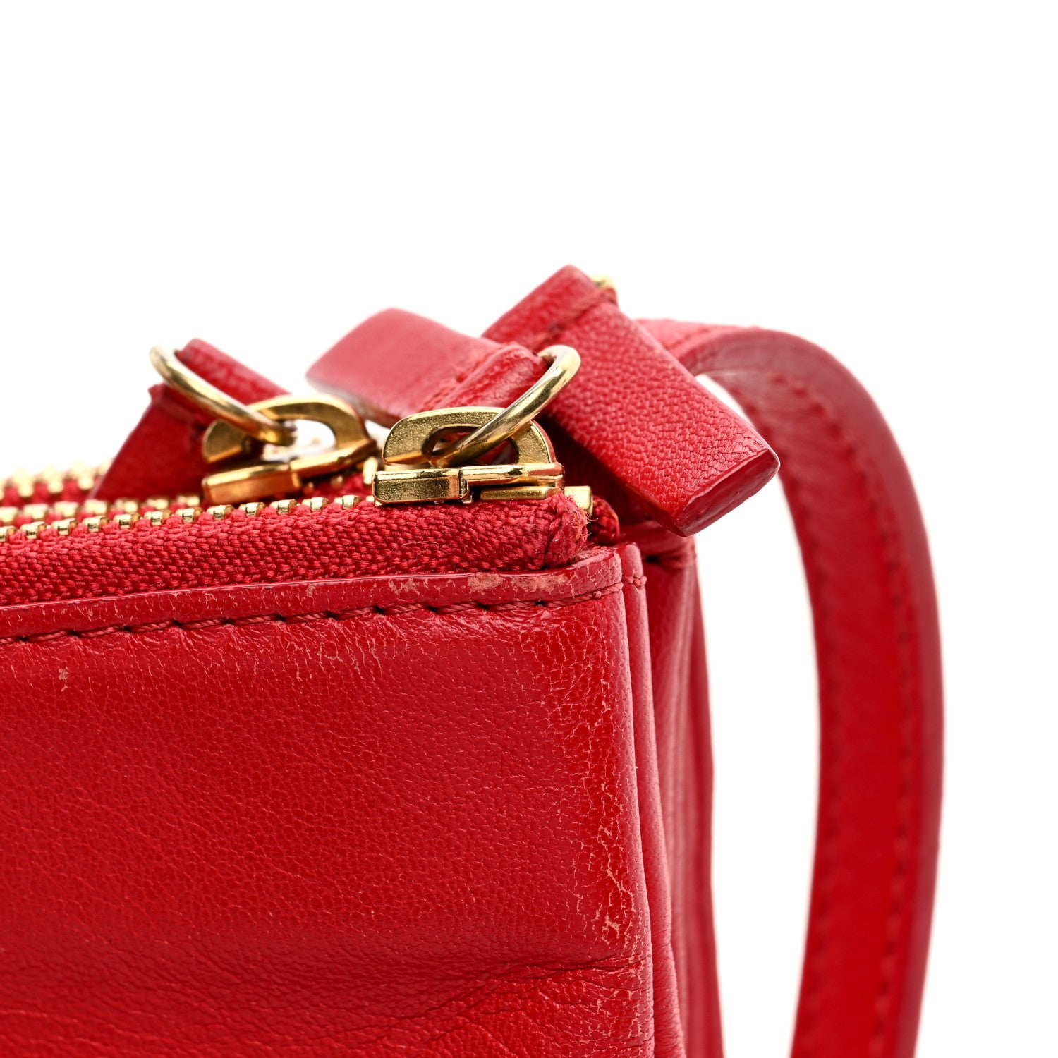 Celine Lambskin Small Trio Crossbody Bag Red 12 of 13