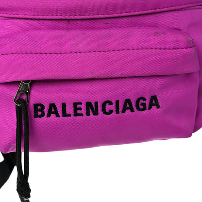 Balenciaga Sport Nylon Logo Embroidered Small Wheel Beltpack Fuchsia Black 15 of 18