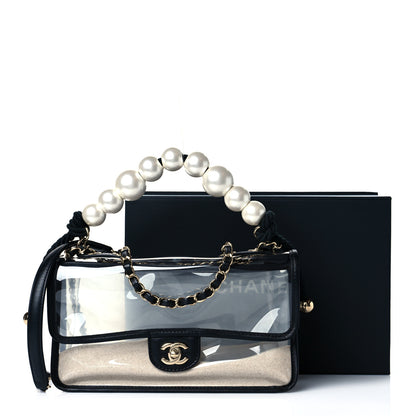 Chanel Lambskin PVC Sand By The Sea Flap With Pearl Strap Black 10 of 10