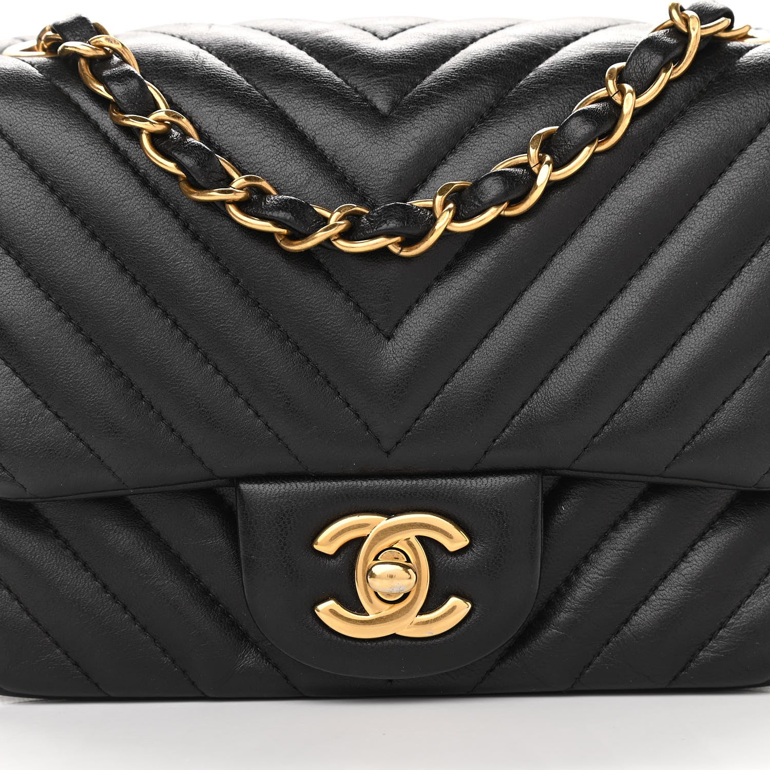 Chanel Lambskin Chevron Quilted Mini Square Flap Black 8 of 11