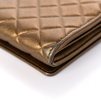 Chanel Metallic Lambskin Quilted Large Diamond CC Flap Wallet Dark Bronze 12 of 15