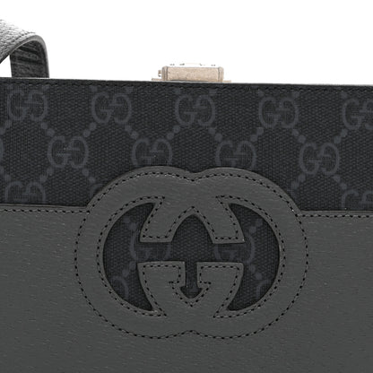 Gucci GG Supreme Monogram Textured Dollar Calfskin Mini New Basket Shoulder Bag Black Grey 8 of 10