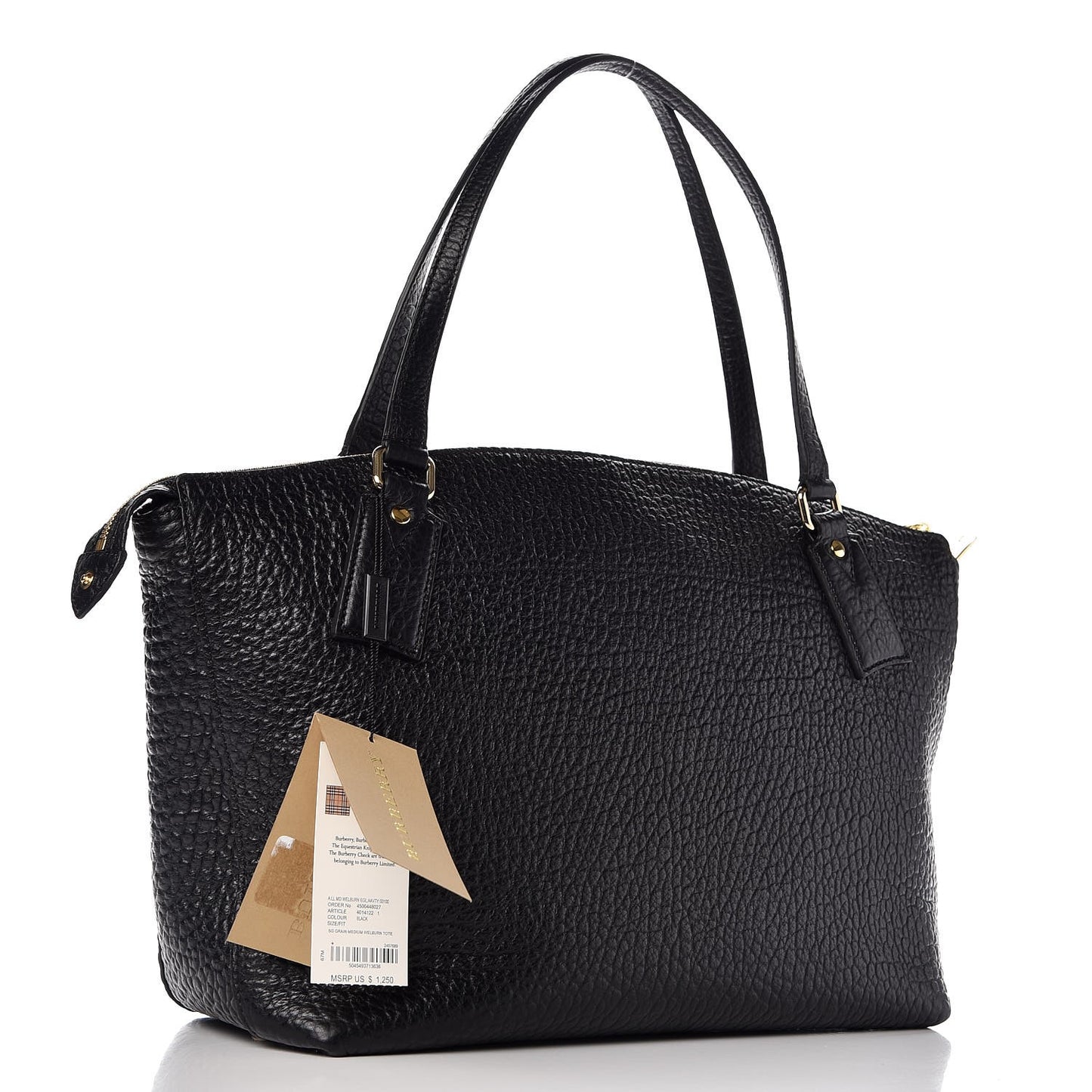 Signature Grain Calfskin Medium Welburn Tote Black