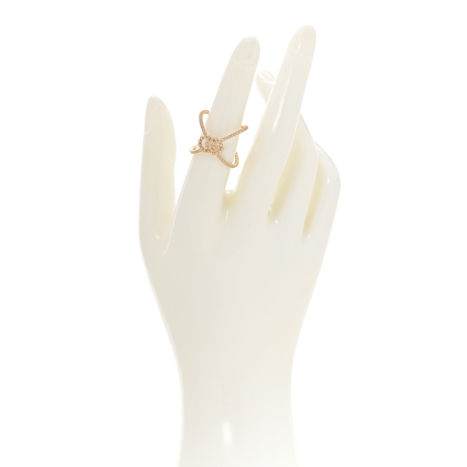 Gucci 18K Yellow Gold Diamond GG Running X Ring 54 6.75 2 of 5
