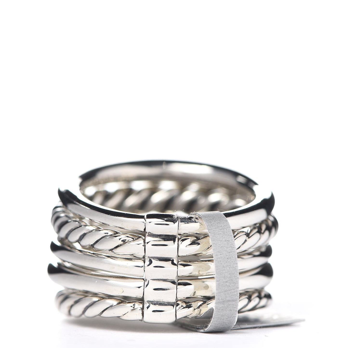 Sterling Silver Diamond 16mm Pure Form Stacked Ring 52 6